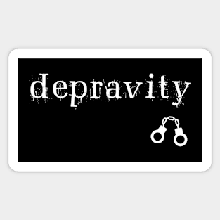 Depravity Handcuffs Small Dark Monotone Sticker